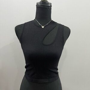 Suzette collection black cropped cut out top
